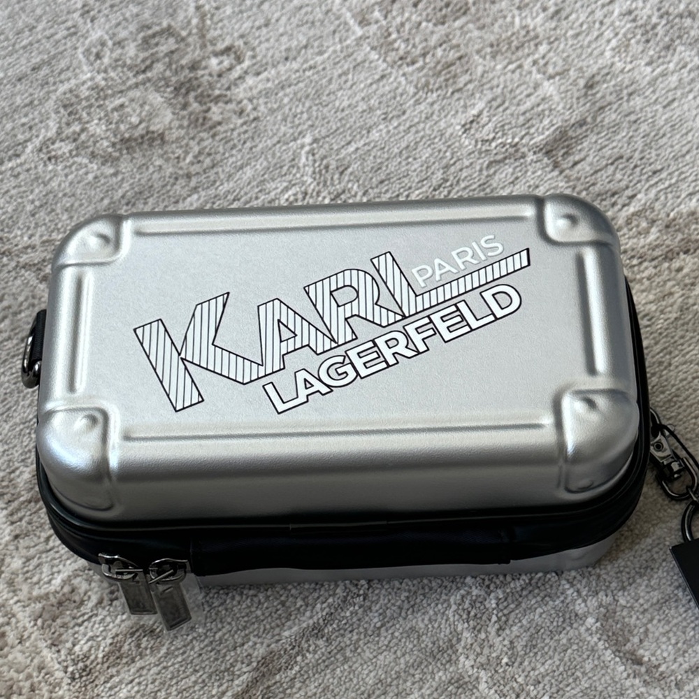 Karl Lagerfeld Paris Logo Crossbody Bag. Gunmetal tone Hardware. NWT’s.